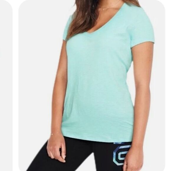 Victoria’s Secret Pink Soft  Perfect V-neck tee t-shirt top Blue green Xs S - Picture 3 of 3
